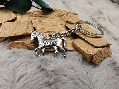 Schlüsselanhänger personalisiert Pferd Pony Metall mit individueller Gravur Geschenk