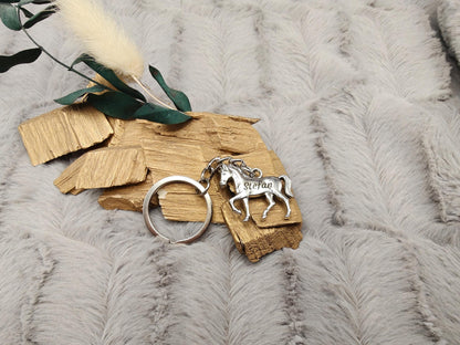 Schlüsselanhänger personalisiert Pferd Pony Metall mit individueller Gravur Geschenk