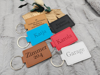 Personalisierter Schlüsselanhänger Kunstleder mit Gravur | Individueller Anhänger Wunschtext | Hochzeit & Geburtstag | Schlüsselbund