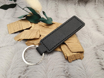 Schlüsselanhänger personalisiert rechteckig Kunstleder mit Gravur 71x25x3,3mm Geschenk