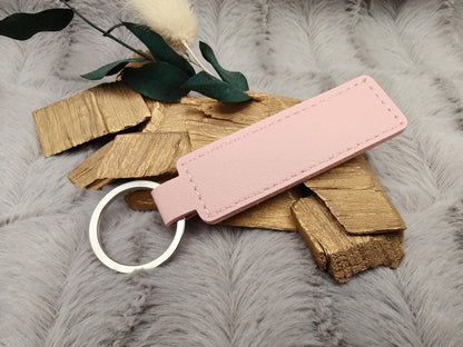 Schlüsselanhänger personalisiert rechteckig Kunstleder mit Gravur 71x25x3,3mm Geschenk