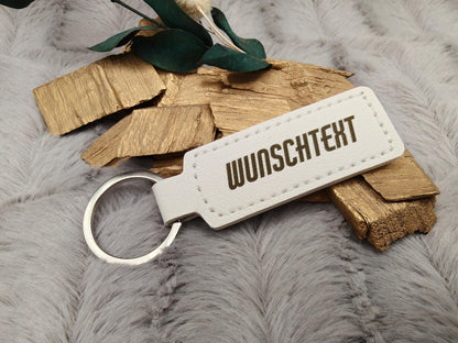 Schlüsselanhänger personalisiert rechteckig Kunstleder mit Gravur 63x26x3,3mm Geschenk