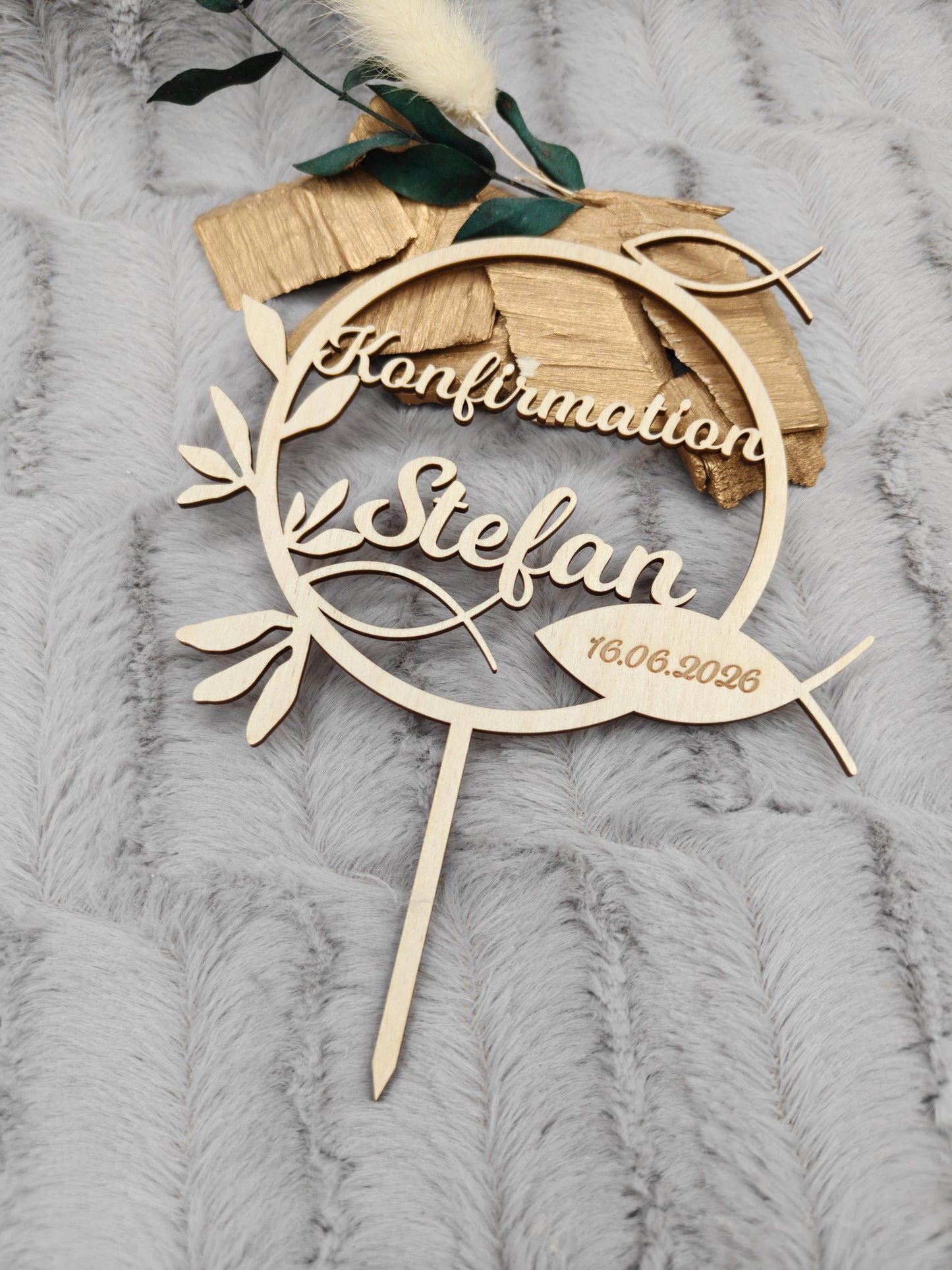 Caketopper Konfirmation, Kommunion oder Firmung personalisiert aus Holz  mit Namen Cake Topper