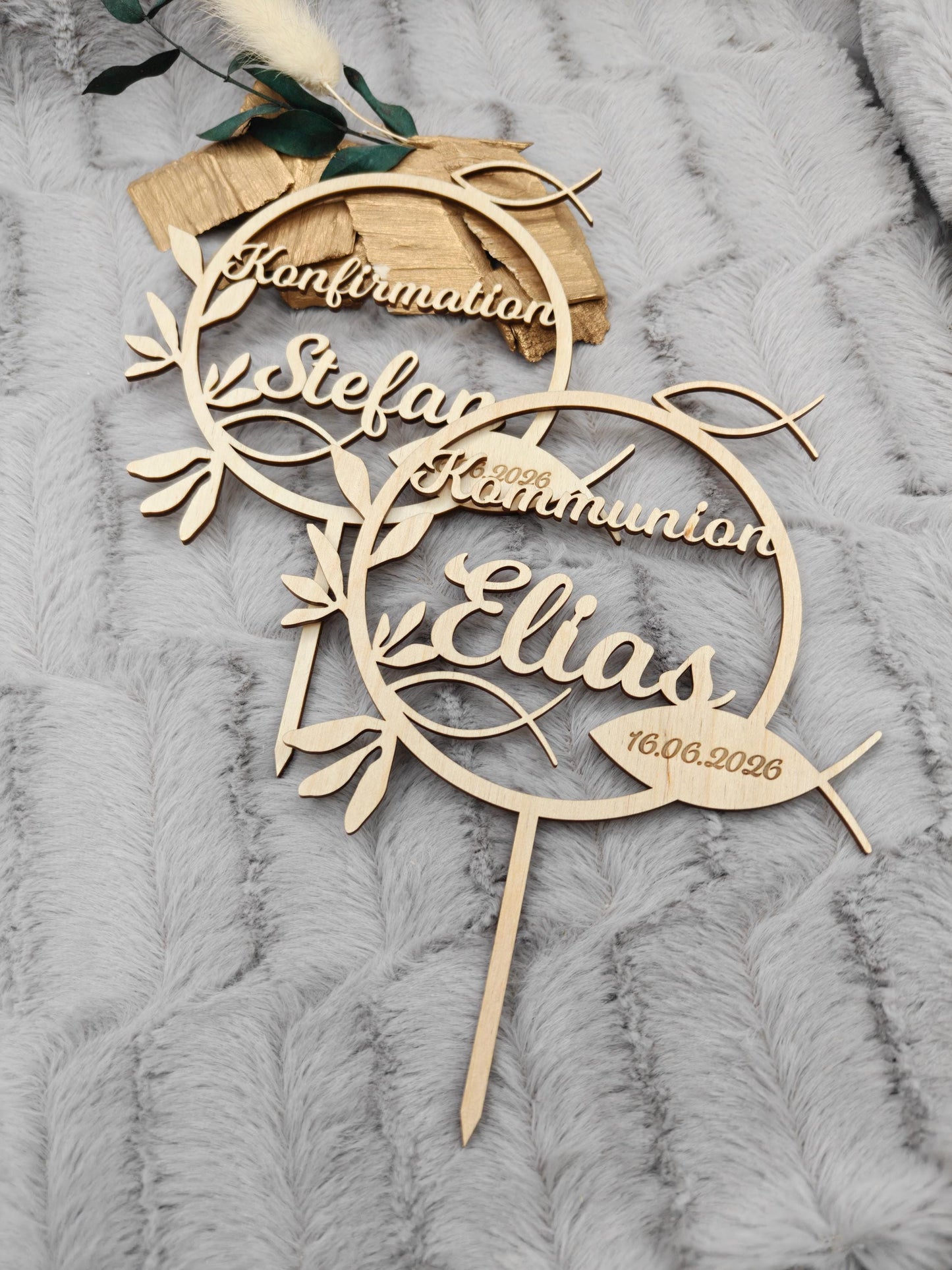 Caketopper Konfirmation, Kommunion oder Firmung personalisiert aus Holz  mit Namen Cake Topper