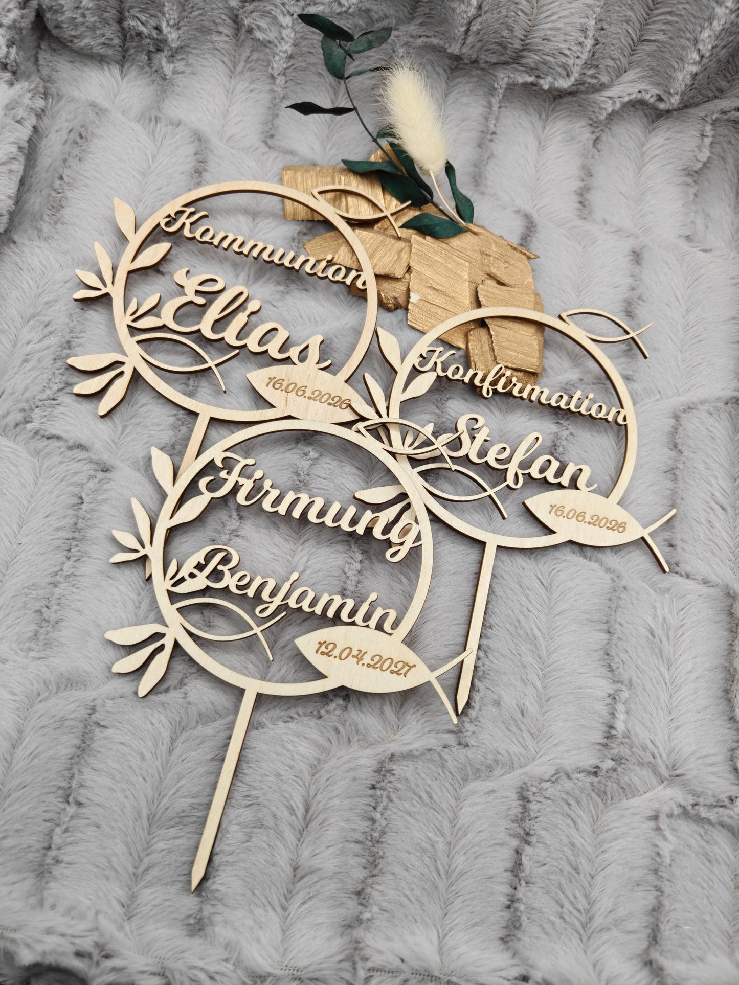 Caketopper Konfirmation, Kommunion oder Firmung personalisiert aus Holz  mit Namen Cake Topper