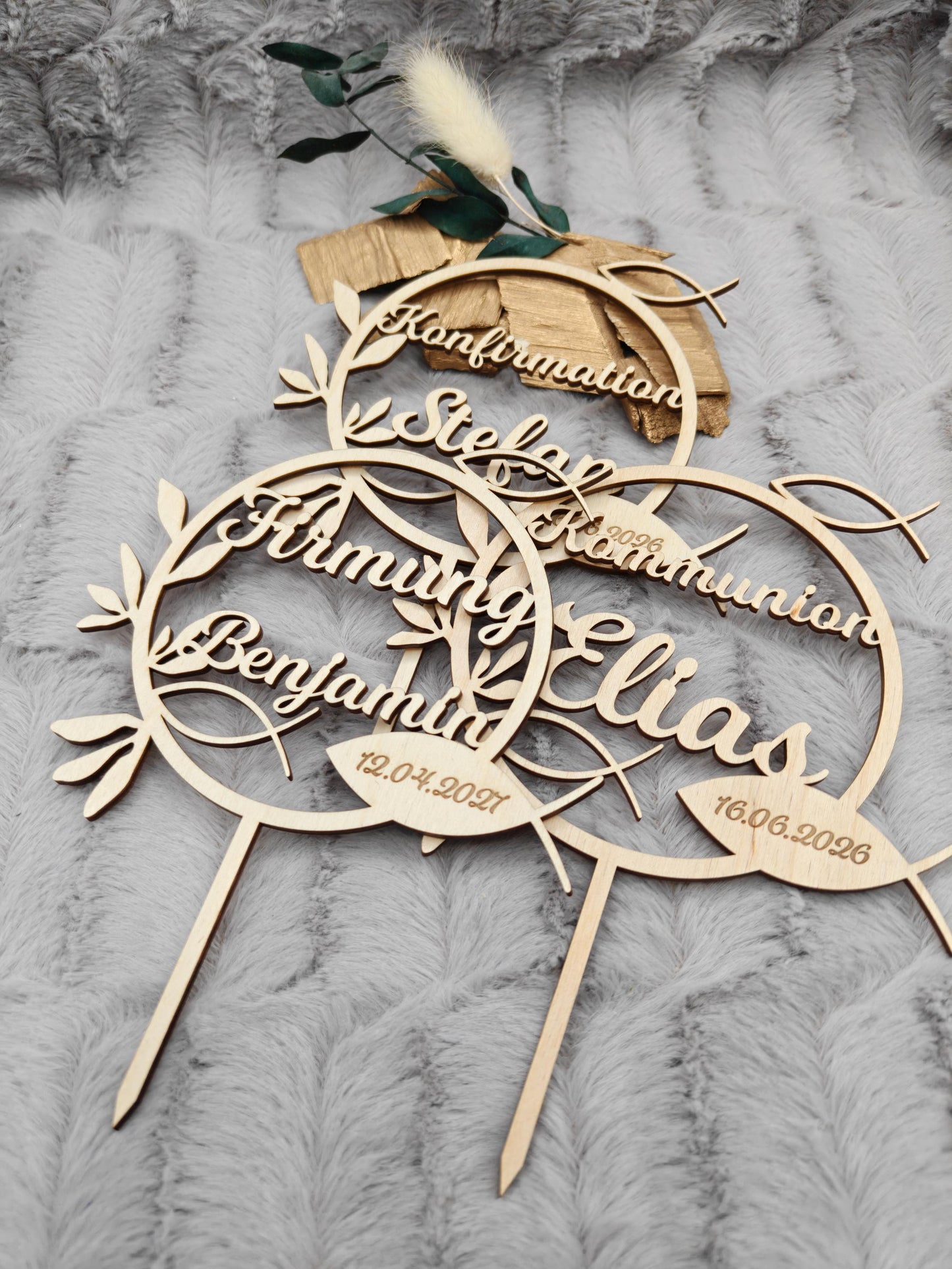 Caketopper Konfirmation, Kommunion oder Firmung personalisiert aus Holz  mit Namen Cake Topper