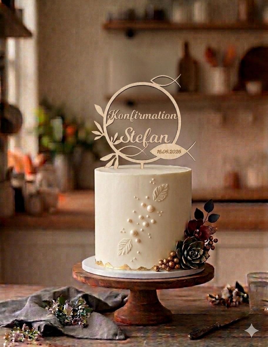 Caketopper Konfirmation, Kommunion oder Firmung personalisiert aus Holz  mit Namen Cake Topper