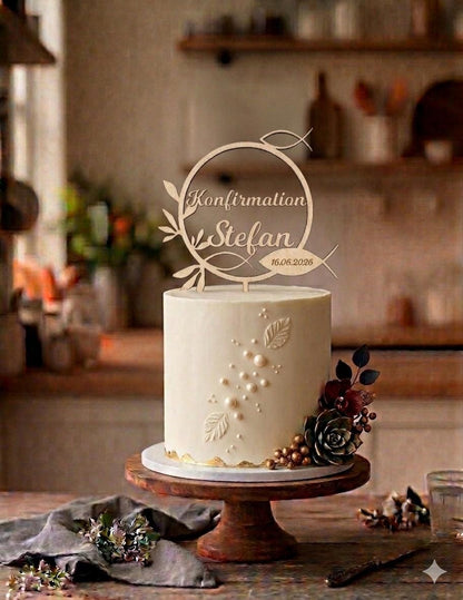 Caketopper Konfirmation, Kommunion oder Firmung personalisiert aus Holz  mit Namen Cake Topper