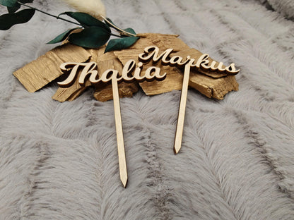 Caketopper personalisiert mit Namen für Cupcakes Muffins Minitörtchen Cake Topper Holz konturgeschnitten