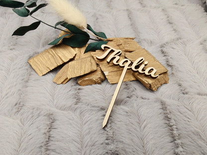 Caketopper personalisiert mit Namen für Cupcakes Muffins Minitörtchen Cake Topper Holz konturgeschnitten