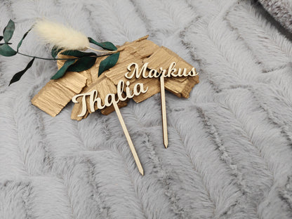Caketopper personalisiert mit Namen für Cupcakes Muffins Minitörtchen Cake Topper Holz konturgeschnitten