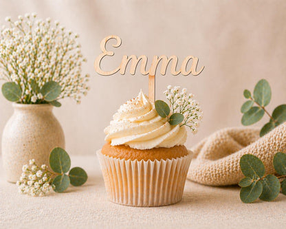 Caketopper personalisiert mit Namen für Cupcakes Muffins Minitörtchen Cake Topper Holz konturgeschnitten