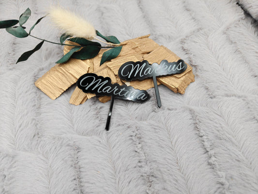 Caketopper Acryl personalisiert mit Namen für Cupcakes Muffins Minitörtchen Cake Topper