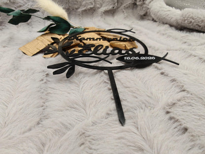 Cake Topper Kommunion Konfirmation Firmung personalisiert mit Name | Tortendeko | Acryl | Fisch |  Geschenk | Tortenstecker