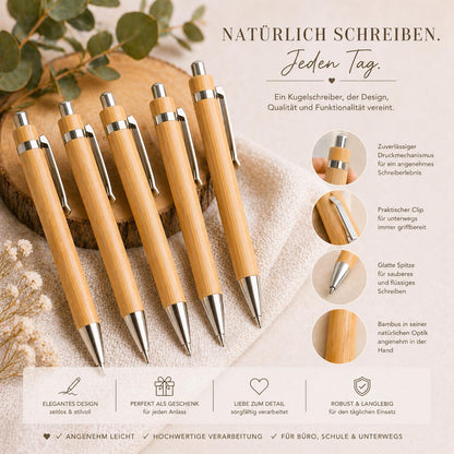 Kugelschreiber personalisiert aus Bambus mit Gravur schwarz Kuli Stift Holz Gastgeschenk Geschenk Gift