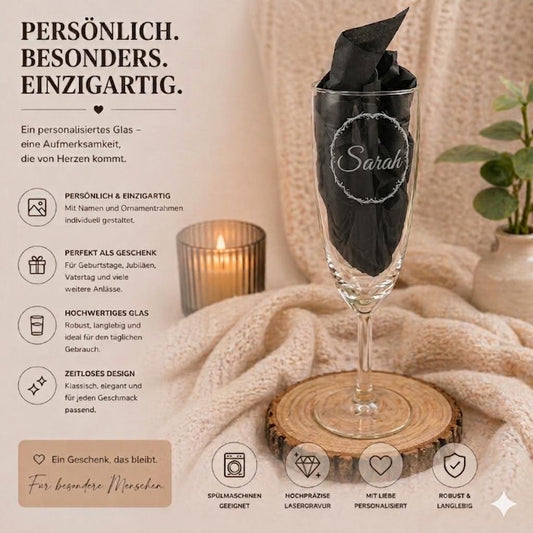 Sektglas mit Gravur personalisiert Glas Sektkelch 210ml Geschenkidee Namensgravur