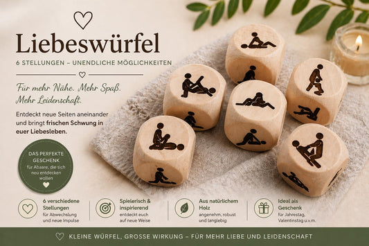 Liebeswürfel Holz 2x2cm mit 6 verschiedenen Sexstellungen Geschenk Geschenkidee Gag