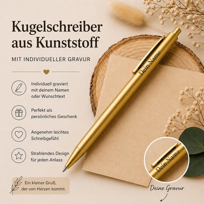 Kugelschreiber personalisiert Gold mit Gravur Kuli Stift Holz Gastgeschenk Geschenk