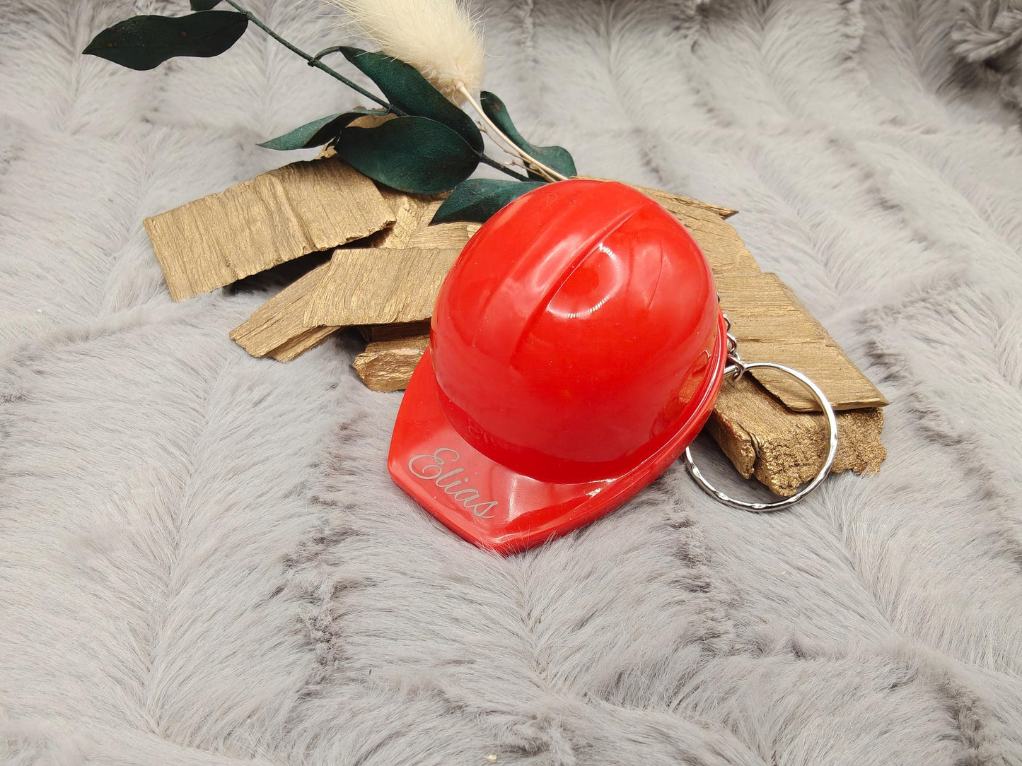 Schlüsselanhänger Schutzhelm mit Flaschenöffner mit individueller Gravur 4 Farben verfügbar personalisiert Geschenk