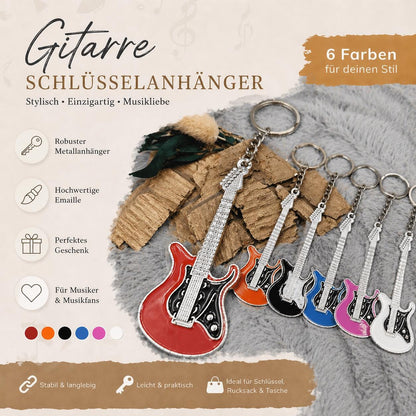Schlüsselanhänger personalisiert Gitarre mit Gravur 70x26x1,6mm Geschenk