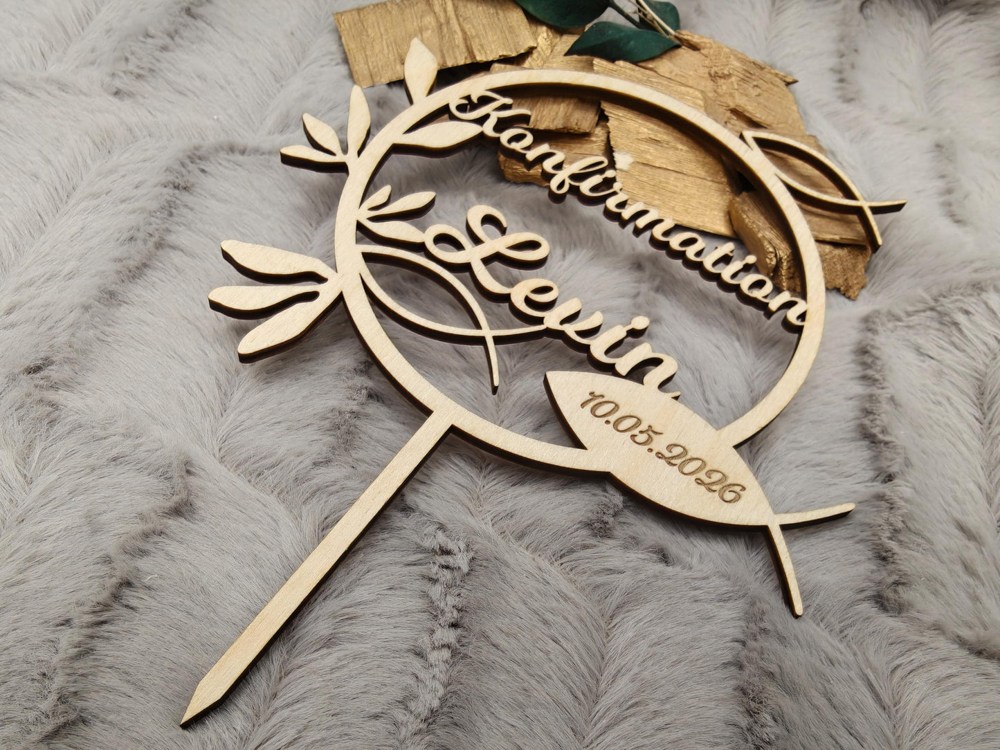 Caketopper Konfirmation, Kommunion oder Firmung personalisiert aus Holz  mit Namen Cake Topper