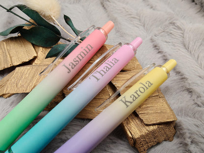 Gelschreiber personalisiert zarter Farbverlauf gummierter Griff mit Gravur Kuli Stift Gastgeschenk Geschenk