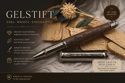 Edler Gelstift massiv personalisiert mit Gravur Kugelschreiber Kuli Stift Holz Gastgeschenk Geschenk Gift