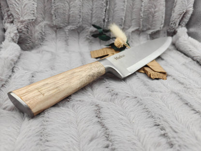 Massives Kochmesser mit Holzgriff & Gravur | Personalisiertes Chefmesser Edelstahl 20 cm | Geschenk für Grillmeister, Köche