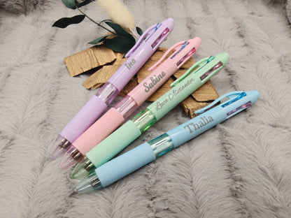 Personalisierter Kugelschreiber 4 Farben mit Name Gravur  4-in-1 Stift mit Wunschtext  Geschenkidee Büro & Lehrer  Farbstift Gelstift