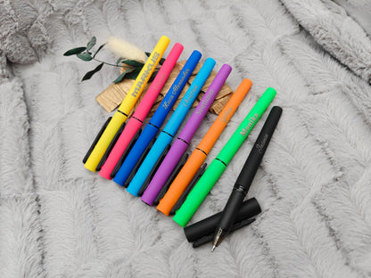 Gelschreiber personalisiert 8 verschiedene Farben gummierter Griff mit Gravur Kuli Stift Gastgeschenk Geschenk Kugelschreiber