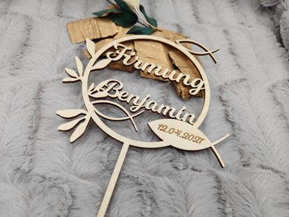 Caketopper Konfirmation, Kommunion oder Firmung personalisiert aus Holz  mit Namen Cake Topper