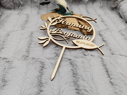 Caketopper Konfirmation, Kommunion oder Firmung personalisiert aus Holz  mit Namen Cake Topper