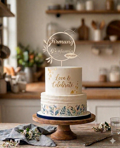 Caketopper Konfirmation, Kommunion oder Firmung personalisiert aus Holz  mit Namen Cake Topper