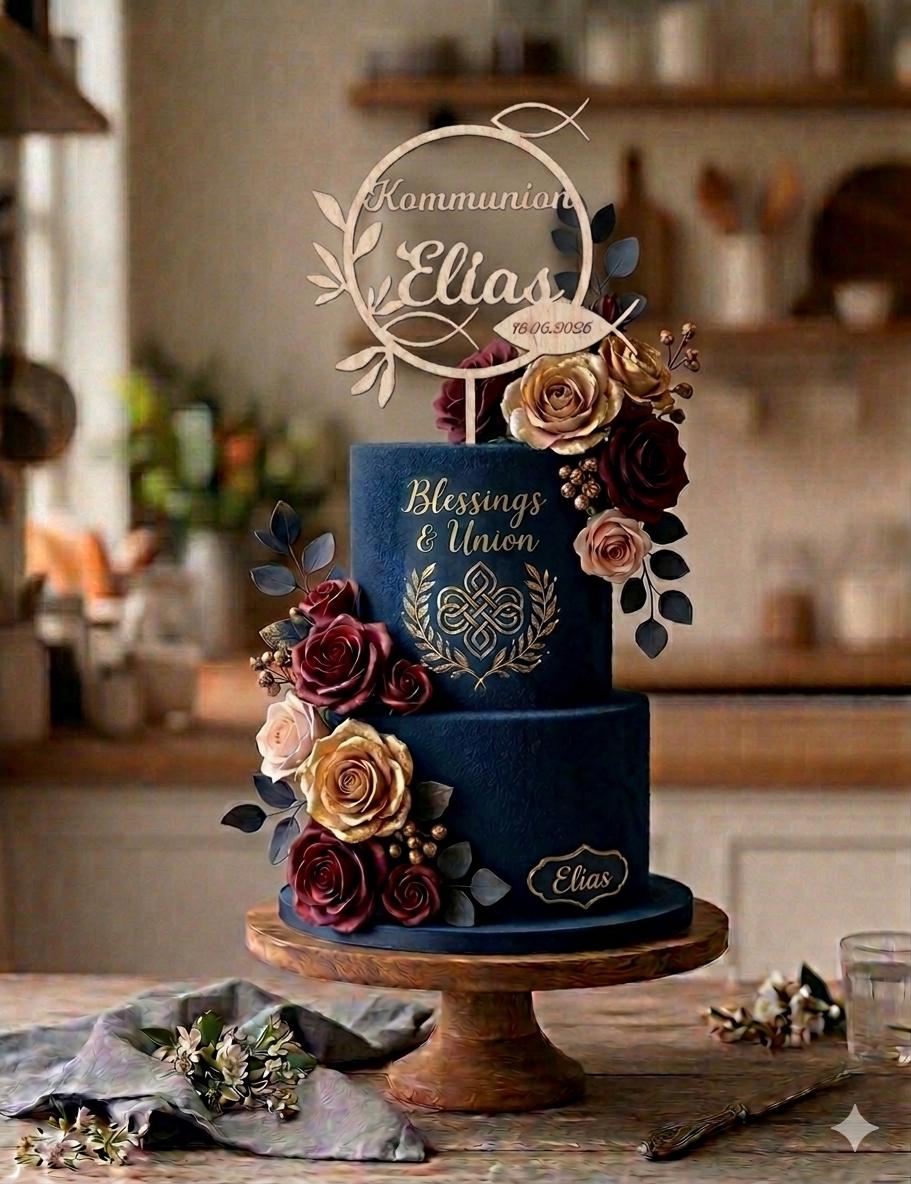 Caketopper Konfirmation, Kommunion oder Firmung personalisiert aus Holz  mit Namen Cake Topper