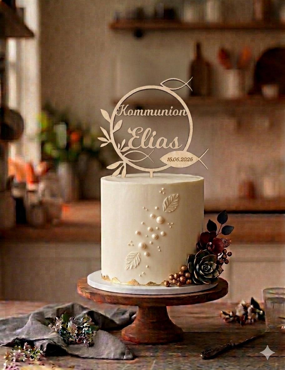 Caketopper Konfirmation, Kommunion oder Firmung personalisiert aus Holz  mit Namen Cake Topper