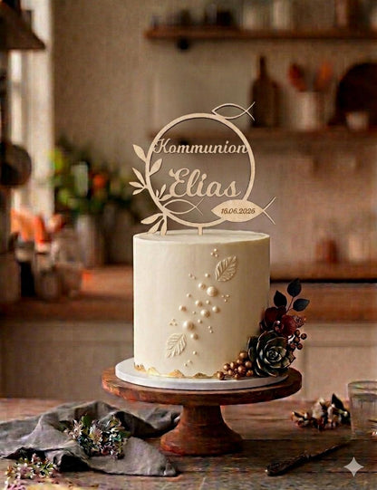 Caketopper Konfirmation, Kommunion oder Firmung personalisiert aus Holz  mit Namen Cake Topper
