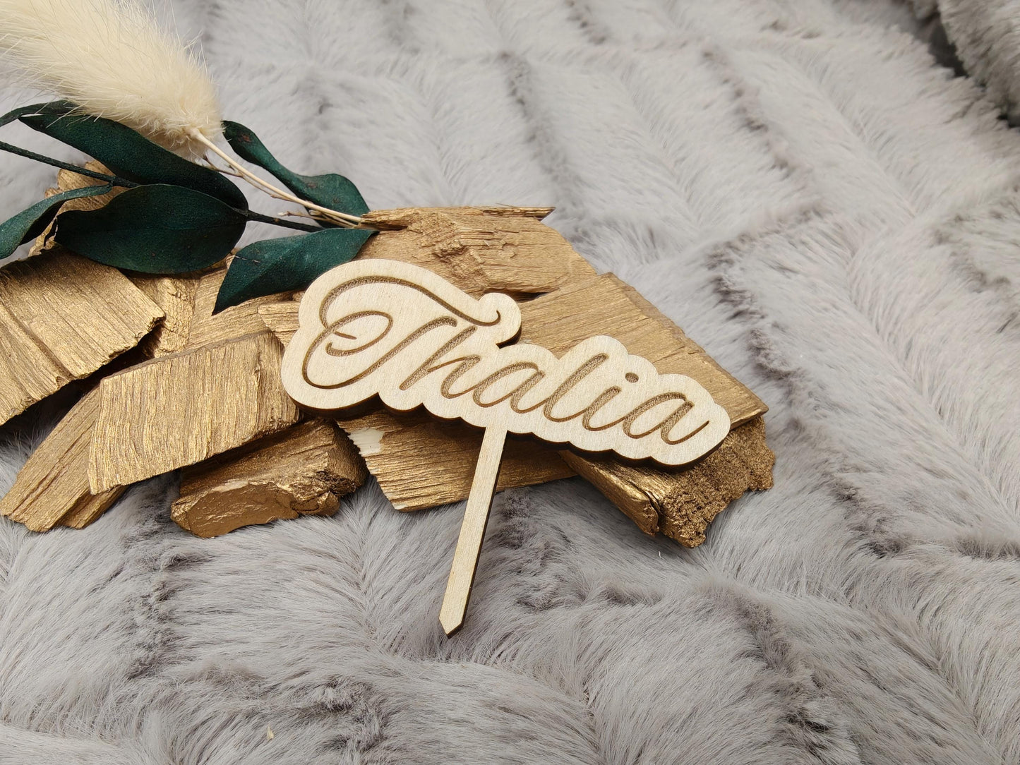Caketopper personalisiert mit Namen für Cupcakes Muffins Minitörtchen Cake Topper Holz