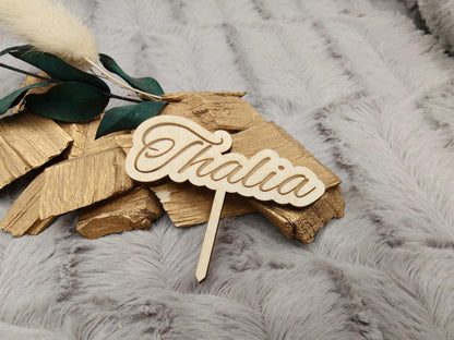 Caketopper personalisiert mit Namen für Cupcakes Muffins Minitörtchen Cake Topper Holz
