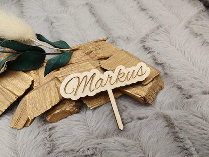 Caketopper personalisiert mit Namen für Cupcakes Muffins Minitörtchen Cake Topper Holz