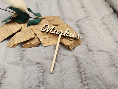Caketopper personalisiert mit Namen für Cupcakes Muffins Minitörtchen Cake Topper Holz konturgeschnitten