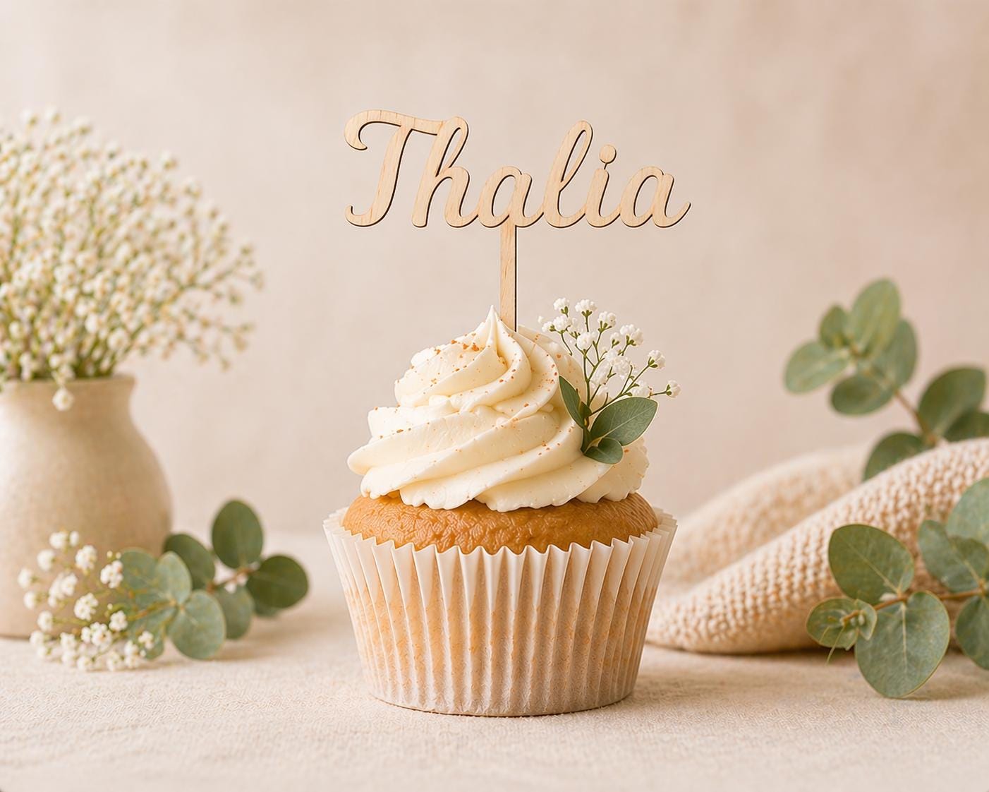 Caketopper personalisiert mit Namen für Cupcakes Muffins Minitörtchen Cake Topper Holz konturgeschnitten
