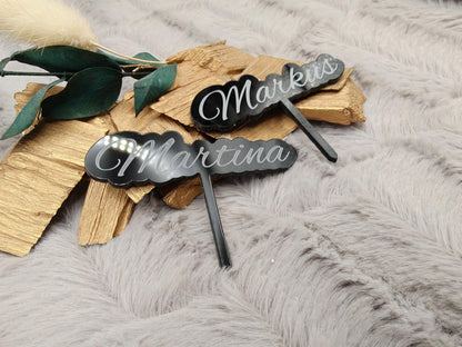 Caketopper Acryl personalisiert mit Namen für Cupcakes Muffins Minitörtchen Cake Topper