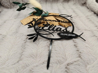 Cake Topper Kommunion Konfirmation Firmung personalisiert mit Name | Tortendeko | Acryl | Fisch |  Geschenk | Tortenstecker