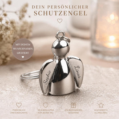 Schlüsselanhänger Schutzengel Engel Metall mit individueller Gravur personalisiert Geschenk