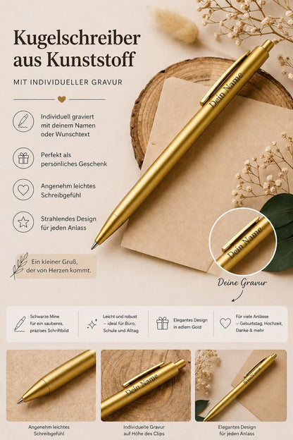 Kugelschreiber personalisiert Gold mit Gravur Kuli Stift Holz Gastgeschenk Geschenk