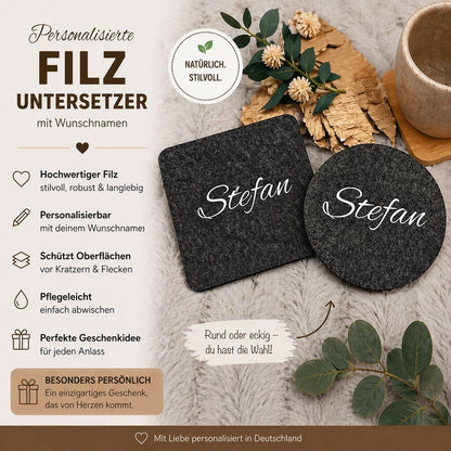 Untersetzer personalisiert Filz mit Wunschnamen Geschenkidee Glasuntersetzer Geschenk