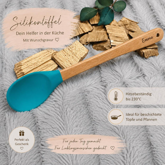 Teigschaber Silikonlöffel Löffel  petrol für Marmelade, backen, kochen, grillen uvm. ca. 21 cm lang  Geschenk