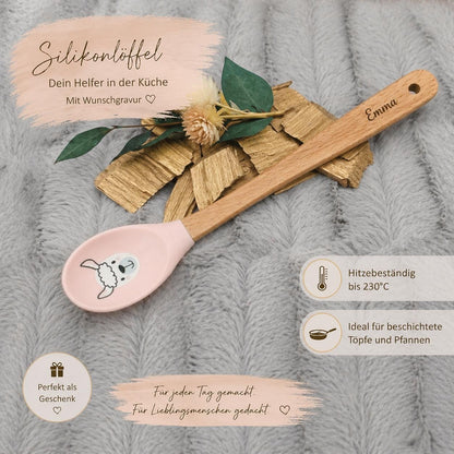 Teigschaber Silikonlöffel personalisiert rosa Schaf für Marmelade, backen, kochen, grillen uvm. ca. 21 cm Geschenk