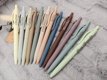 Gelschreiber personalisiert 12 erdige Farben samtige Oberfläche mit Gravur Kuli Stift Gastgeschenk Geschenk Kugelschreiber
