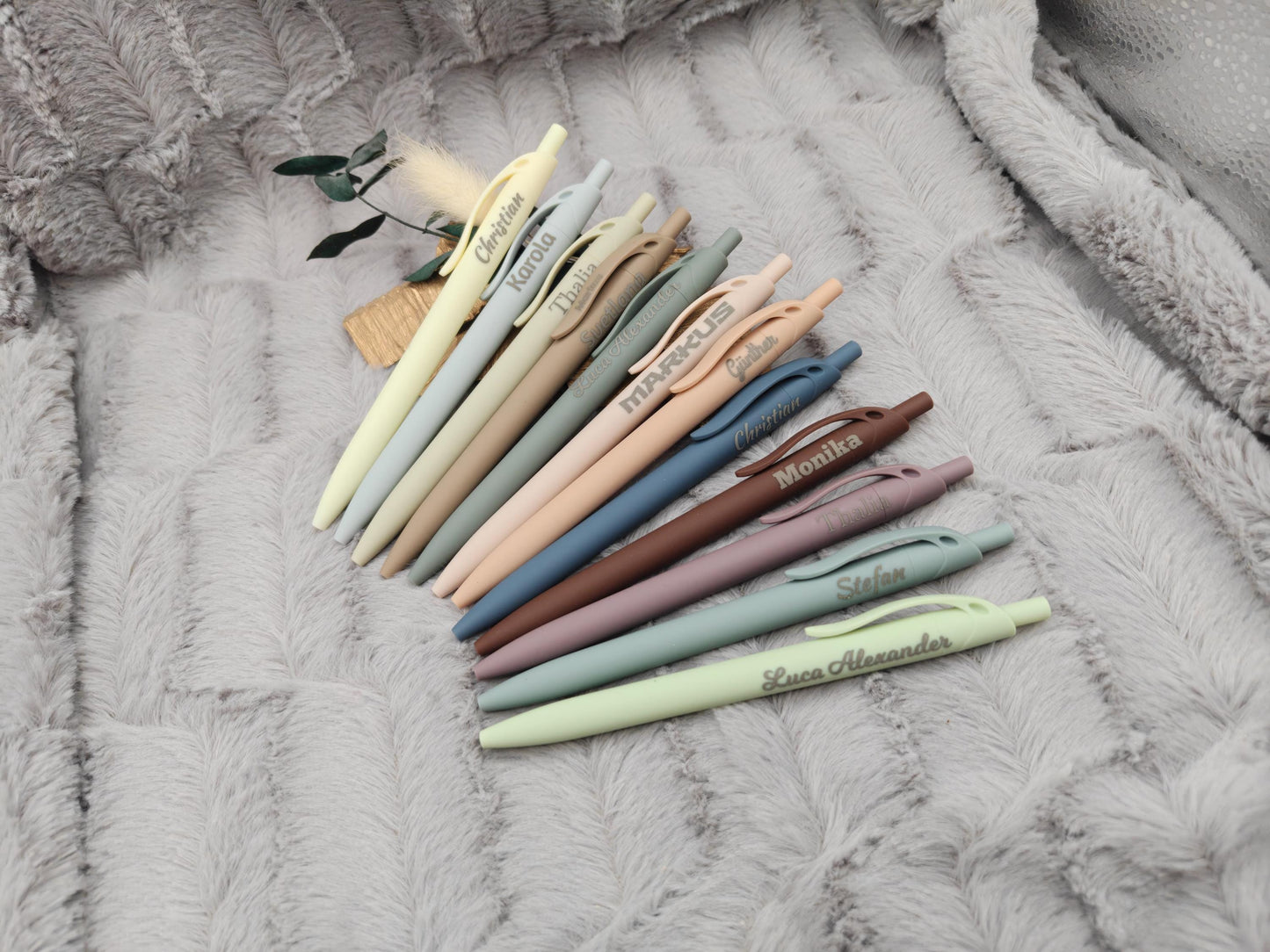 Gelschreiber personalisiert 12 erdige Farben samtige Oberfläche mit Gravur Kuli Stift Gastgeschenk Geschenk Kugelschreiber